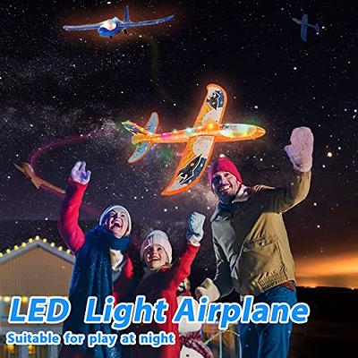 Fuwidvia 4 Pack Airplane Launcher Toys, 2 Flight Modes LED Foam Plane Toy  for Boys, Outdoor Flying Toys Birthday Gifts for Boys Girl 4 5 6 7 8 9 10  11