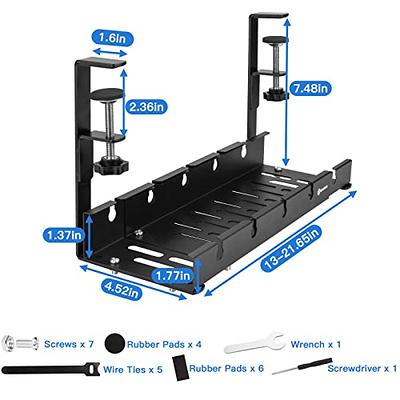 Tyrkuiy No Drill Under Desk Cable Management Tray, Desk Wire