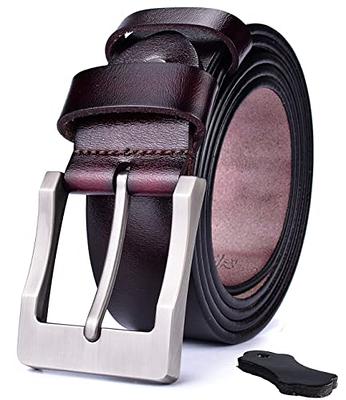 MILORDE Men's Genuine Leather Dress Belt, Handmade, 100% Cow Leather, Fashion & Classic Designs for Work Business and Casual