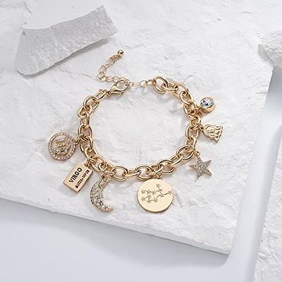 Madison Tyler Real Gold Plated Pisces Zodiac Charms Bracelets for Women |  Stars | Moon | Sun | Constellation Symbol Charms | Charm Chain Bracelet