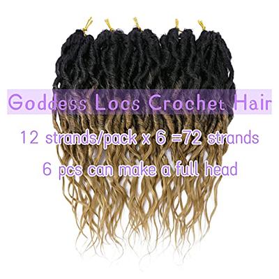 12inch Goddess Box Braids Crochet Hair Bob Goddess Box Braids Curly Ends  Crochet Box Braids Pre-looped Synthetic Crochet Hair Extensions  16strands/pack (12inch(…