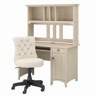 Bush Furniture Salinas L Shaped Desk With Storage, Antique White