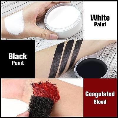 BOBISUKA Black & White Oil Face Body Paint + Coagulated Fake Blood Gel Set,  Large Capacity Professional Paint Palette Kit for Art Theater Halloween  Party Cosplay Clown Sfx Makeup for Adults 