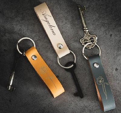 Personalized Leather Keychain, Monogrammed Keychain, Groomsmen Gift, Best  Gift For Men, Coordinates Keychain