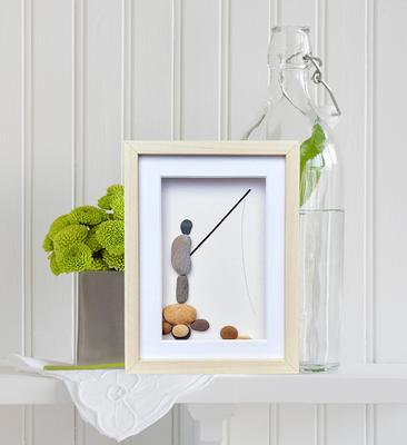 Fishing Pebble Picture, Angler Art, Rod Fishing Man Gift