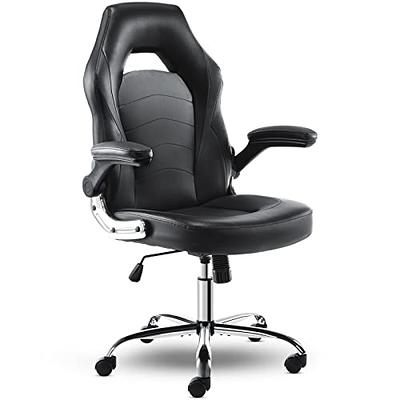 Neo Chair Mid Back Ergonomic Executive PU Leather Chair with Padded Flip-Up Arms, Black