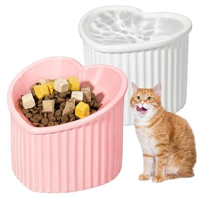 AHX Cat Food Water Bowl Set - Raised Cat Bowls with Non Slip Stand - Elevated Puppy Bowls for Small Dogs - Double Ceramic Cat Feedin