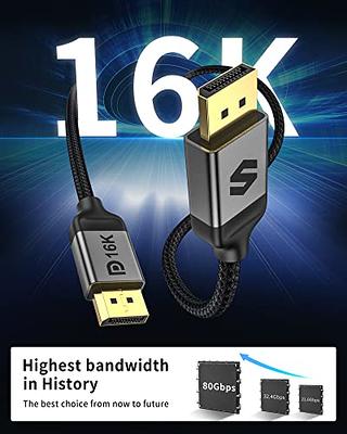 Silkland DisplayPort 2.1 Cable [VESA Certified], DP 2.0 Cable [16K@60Hz,  8K@120Hz, 4K@240Hz 165Hz 144Hz] 80Gbps HDR, HDCP DSC 1.2a, Compatible  FreeSync G-Sync Gaming Monitor 4090 7900xtx, 6.6FT - Yahoo Shopping