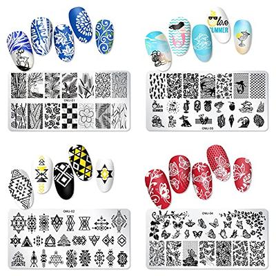 EBANKU Halloween Nail Stamper Kit 6 Pieces Nail Art Stamping Plates 6  Colors Stamp Nail Polish