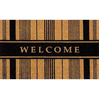 A1 Home Collections A1hc Mesh Border Black 23 in. x 38 in. Rubber and Coir Heavy-Weight Outdoor Durable Monogrammed J Door Mat