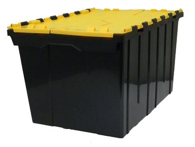Bella Storage 72 Quart Clear Plastic Yellow Latches Black Lid Tote Set of 6  