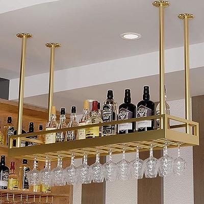 KEPMOGOH Wine Rack Wall Mounted with Glass Holder, Adjustable