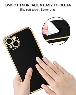 for iPhone 15,15 Pro,15 Plus,15 Pro Max Phone Case, Slim Luxury Gold Plated  Soft Bumper Women Men Girl Protective Phone Case Cover for Apple iPhone 15  6.1 inch,Black/Gold 