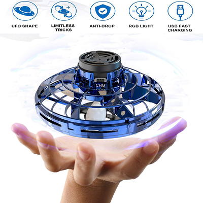 GESUNDHOME Hand Operated Mini Drones, Fidget Flying Spinner with Lights,  UFO Drone Flying Toys, Cool Stuff Gadgets Christmas Birthday Gifts for Boys