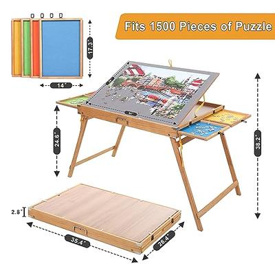 1500Pcs Jigsaw Puzzle Table with Folding Legs，34x26 Wooden