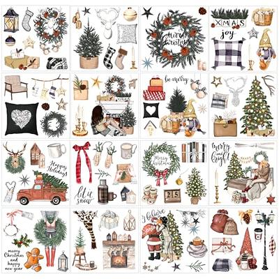 Harloon 16 Sheets Christmas Rub on Transfers for Crafts and Furniture Xmas  Happy Holiday Cozy Style