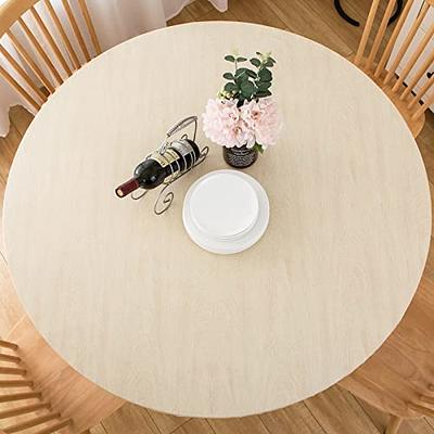 LUSHVIDA Round Waterproof Table Cover Elastic Tablecloth Vinyl