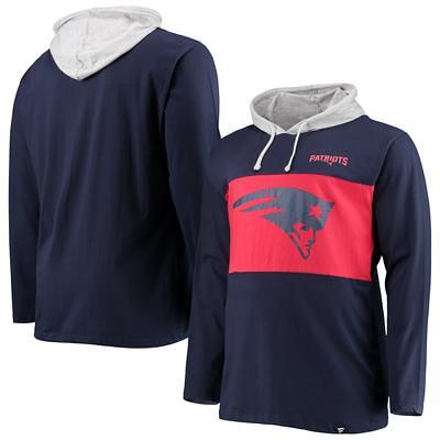 Men's New England Patriots Profile Heather Gray/Royal Big & Tall Favorite  Arch Throwback Raglan Pullover Hoodie