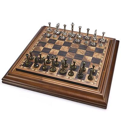 VAMSLOVE Chess and Checkers Board Game Sets for Adults Wooden Deluxe 15  inch Wood Board Box with Storage, Classic 2 in 1 Large Size with Chess  Pieces