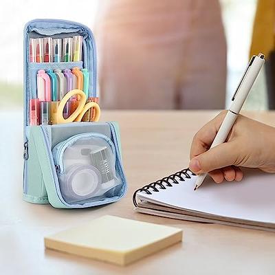  Housolution Standing Pencil Case Large Capacity Pen Bag,  Multi-Layer Pen Pouch Pencil Holder Stationery Organizer, Polyester Pencil  Bag Storage Box Desk Organizer, Blue : Office Products
