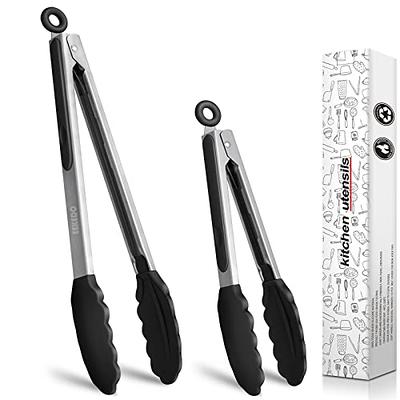 2pcs, Silicone-Stainless Steel Kitchen Tongs, Premium Stainless Steel  Locking Kitchen Tongs With Silicon Tips, Set Of 2-9 And 12 [Black/red]  Kitchen