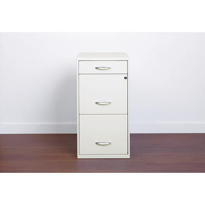 Space Solutions 18 2 Drawer Mobile Metal Vertical File Cabinet - White/Navy