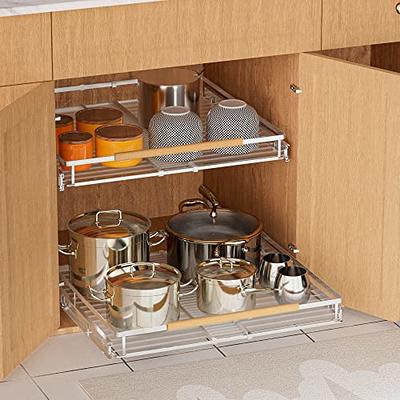 2 Tier Under Sink Expandable Shelf Organizer Rack, Kitchen Pot Pan