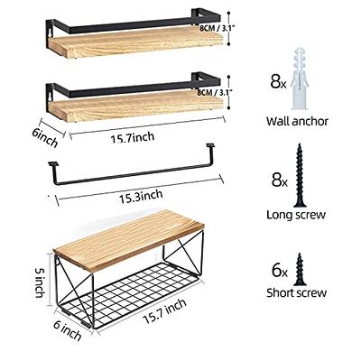 Floating Shelves Wall Mounted with Storage Basket and Protective