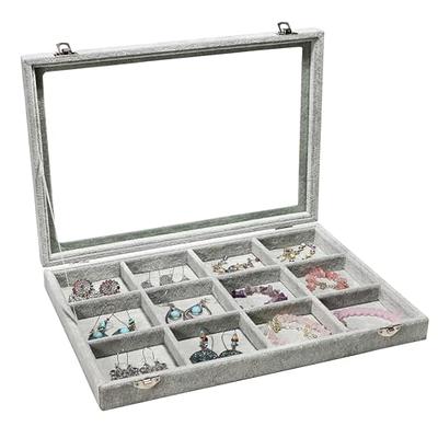 12 Grids Jewelry Storage Display Case Earring Organizer Box Tray Holder  Gray