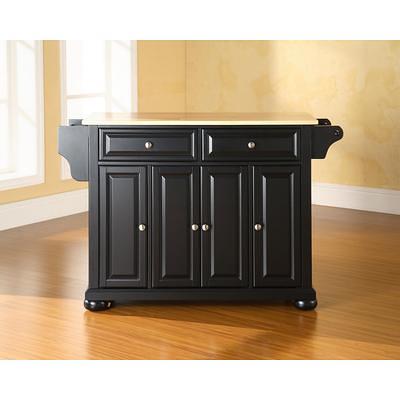 Crosley LaFayette Natural Wood Top Portable Kitchen Island in Black