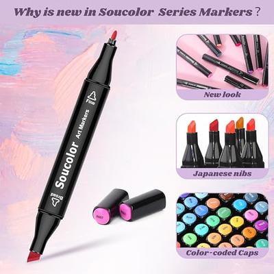 Soucolor Alcohol Markers Set, 101 Dual Tip Permanent Artist