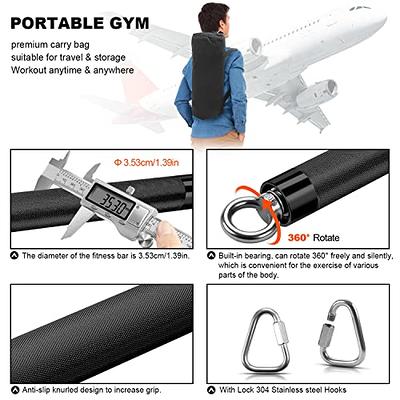Resistance Band Exercise Bar with Gym Handles Metal Large Hook Deadlift  Workout