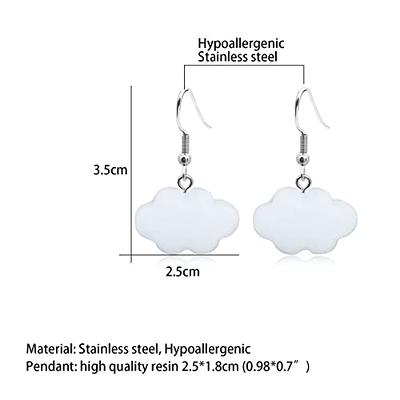 Cute White Cloud Earrings For Women Girls Jewelry Resin Cartoon Earrings  With Stainless Steel Fish Hook Hypoallergenic Earrings For Girls Gifts  (White Cloud) - Yahoo Shopping