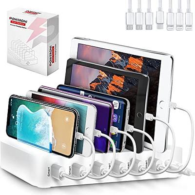 USB Charger, slitinto 60W 12A 8-Port USB Charging Station Multi Port USB Hub  Charger Compact Size LCD Display Compatible with iPhone iPad Samsung Kindle  Tablet Bluetooth Earbuds and More 