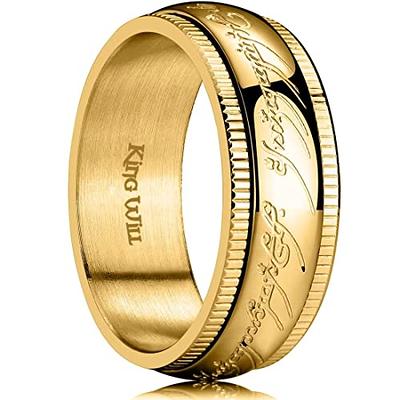 King Will 7mm One Ring for Men Lord Rings Magic Power Rings Gold Titanium  Rings Wedding Band for Men Women Comfort Fit High Polished 4