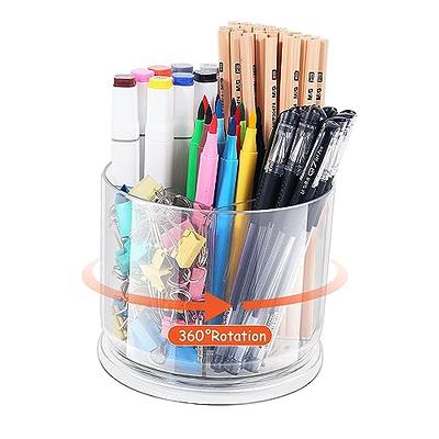 Hiborateed Rotating Pencil Pen Holder for Desk, 5 Slots 360-Degree