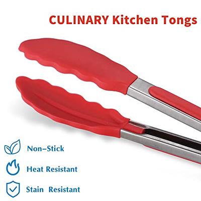 Mini Tongs With Silicone Tips, 7 Inch Silicone Cooking Tongs, Set Of 3