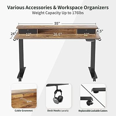 FEZIBO 48 x 24 Inches Adjustable Height Electric Standing Desk with Double  Drawer, Stand Up Home Office Desk with Splice Tabletop, Black Frame/Fir  Brown Top 