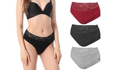 Black Bikini Cotton and Lace Knickers 4 Pack