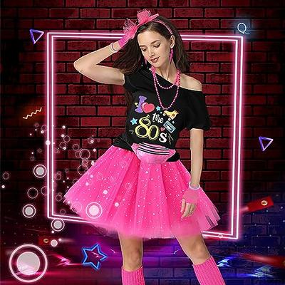 80s Outfits Costume Accessories for Women- 80s T-shirt, 80s Fanny Pack,  Tutu Skirt for Halloween Cosplay Retro Theme Party - Yahoo Shopping