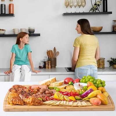 Bamboo Cutting Board with Juice Groove (3-Piece Set) - Best Kitchen  Chopping Board for Meat (Butcher Block) Cheese and Vegetables (Green) 