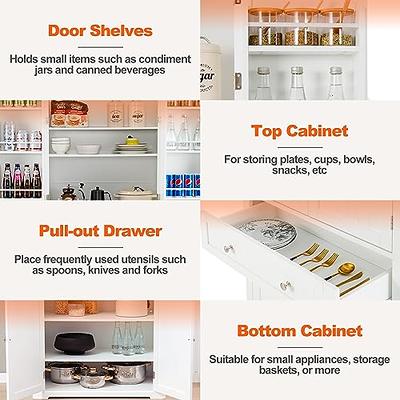 AVZEAR Kitchen Pantry Cabinet, Glass Door Cupboard 69.7