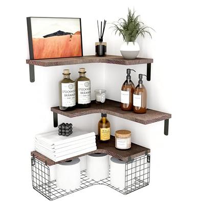 Wisuce 3 Tier Corner Shelf, 100% Real Bamboo Shower Corner Shelves Free  Standing Shelf Storage Organizer for Bathroom Living Room Kitchen