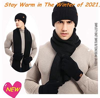 Winter Beanie Hat Scarf Touchscreen Gloves Set for Men and Women, Beanie  Gloves Neck Warmer Set with Warm Knit Fleece Lined