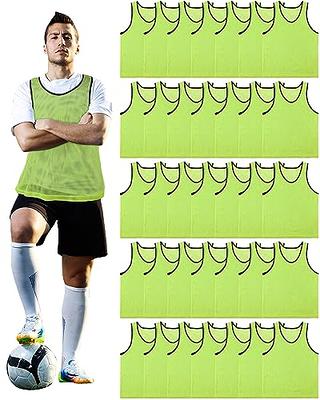 Jiuguva 24 Packs Sports Pinnies Soccer Basketball Team Practice Vest  Pennies Scrimmage Vests for Kids Youth and Adults, Blue and Red