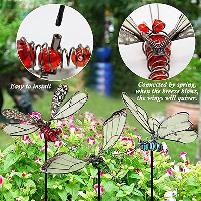 Solar Butterfly, Hummingbird, and Dragonfly Garden Stake Set