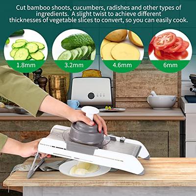 Safe Mandoline Slicer for Kitchen, Potato Slicer, Vegetables & Food Chopper,French Fry Cutter, Veggie Dicer with Thickness Adjuster Professional