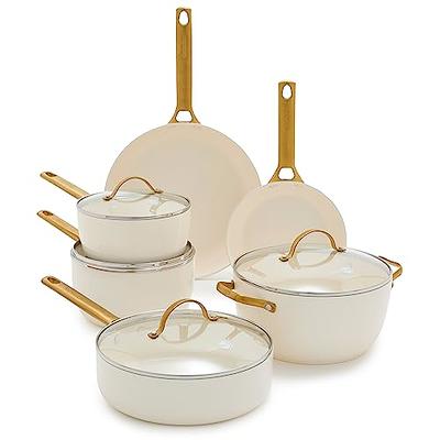 GreenPan Reserve Hard Anodized Healthy Ceramic Nonstick 10 Piece Cookware  Pots and Pans Set, Gold Tone Stainless Steel Handle, PFAS-Free, Dishwasher  Safe, Oven Safe, Cream White - Yahoo Shopping