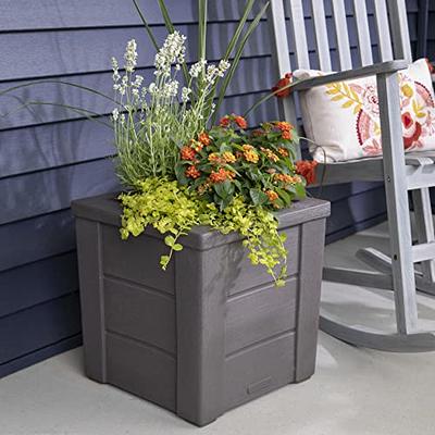 Verel Set of 2 Tall Outdoor Planters - 24 inch Large with Small Planting Pots - Indoor and Flower for Front Door, Patio Deck, Black