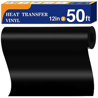 JANDJPACKAGING Black HTV Iron on Vinyl Roll - 12 x 15ft Easy to Cut & Weed  Heat Transfer Vinyl for Silhouette and Cricut DIY Iron Vinyl Heat Press  Design for T-Shirts 